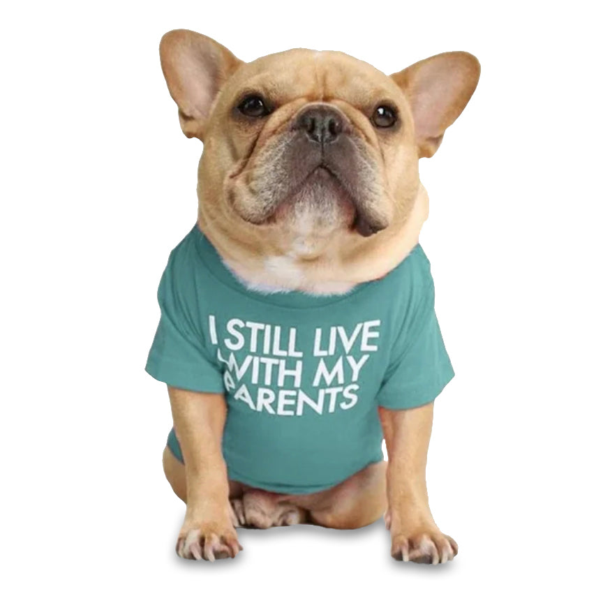 Pet Dog Tee Shirt T-Shirt, “I Still Live With My Parents”
