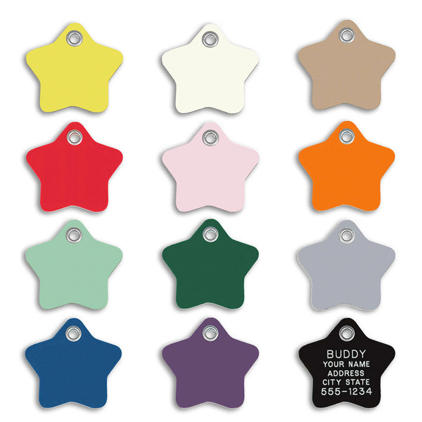 Plastic Star Shape Pet Dog ID Tag, 12 Colors