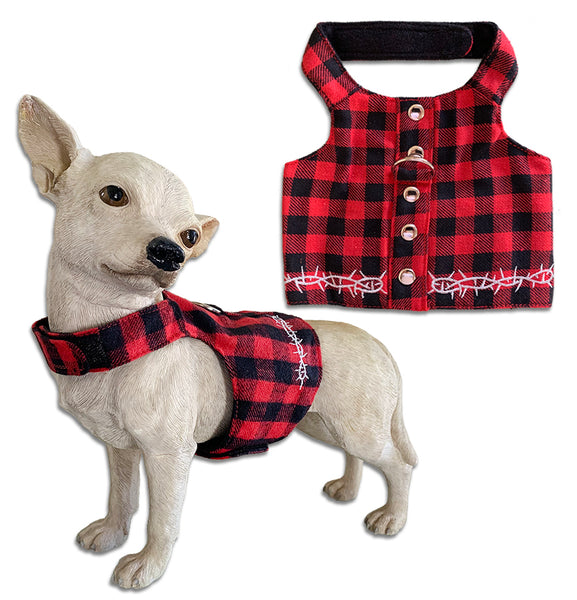 Doggles® Flannel Buffalo Check Vest Style Pet Dog Harness