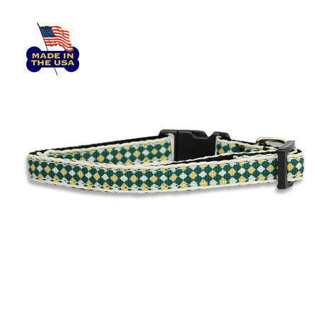 Green Diamond Ribbon Dog Collar, , Collar, Small Dog Mall, Small Dog Mall - Good things for little dogs.  - 1
