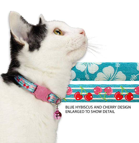 Kitty Cat Collar Tropical Inspiration Hybiscus or Cherry