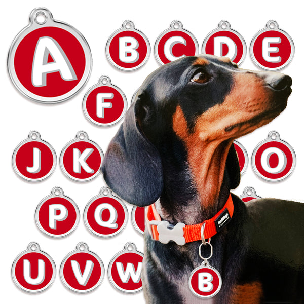Red Dingo Enameled Initial Monogram Small Dog ID Tag
