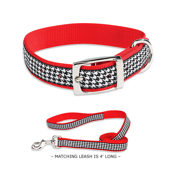 Houndstooth Pet Dog Collar and Leash