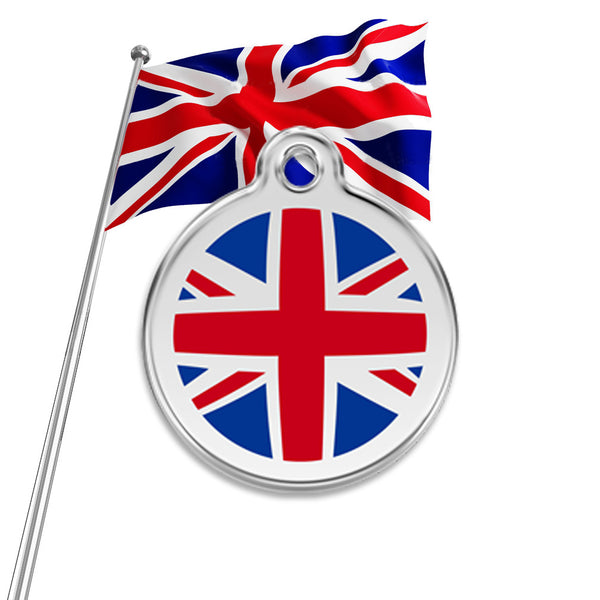 UK Flag Dog ID Tag, , ID Tag, Small Dog Mall, Small Dog Mall - Good things for little dogs.  - 1