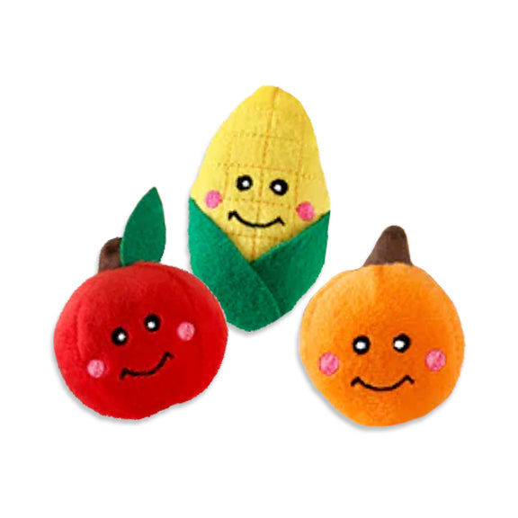 Zippy Paws Holiday Corn, Pumpkin or Tomato Small Dog Toys