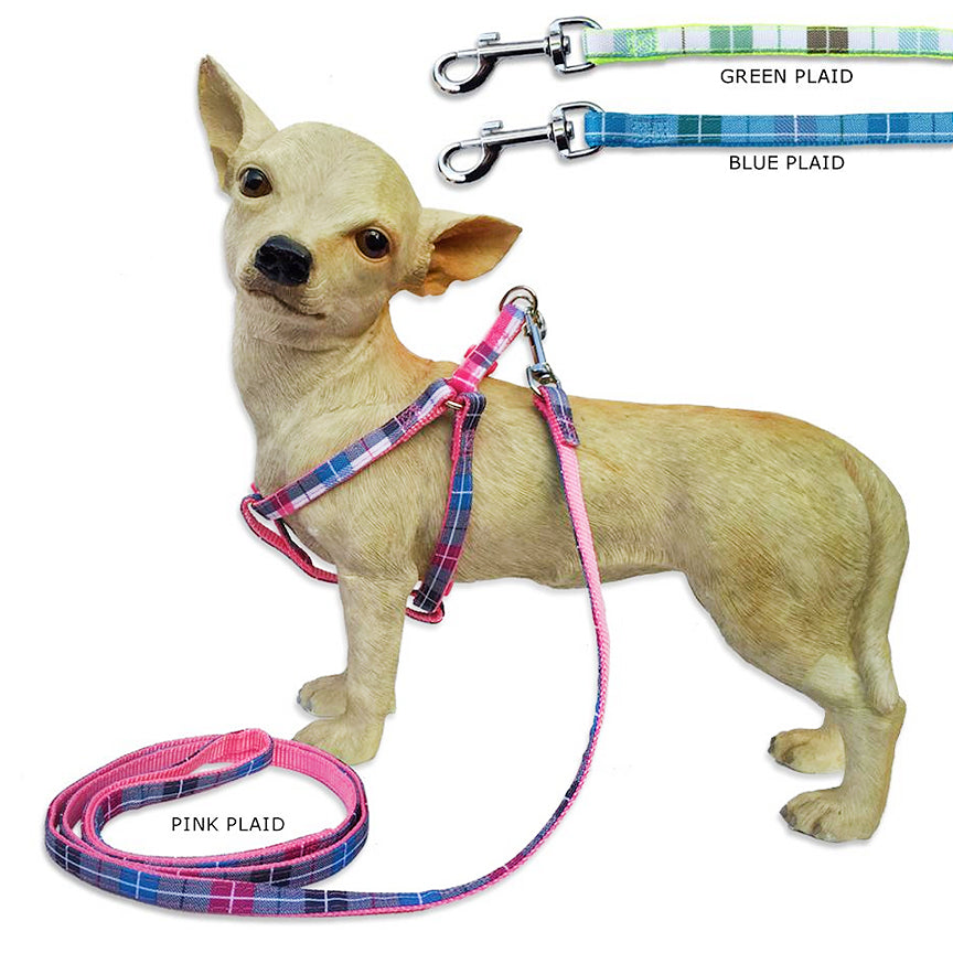 Spring Plaid Small Dog Harness with Matching Leash