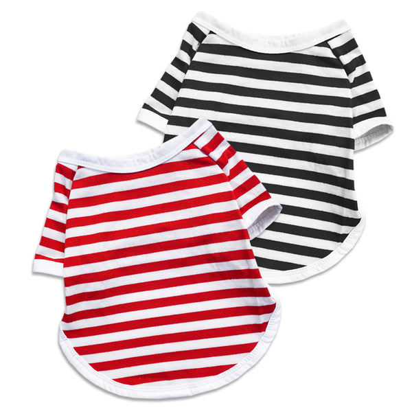Red or Black Stripe Dog T-Shirt for Small Dogs