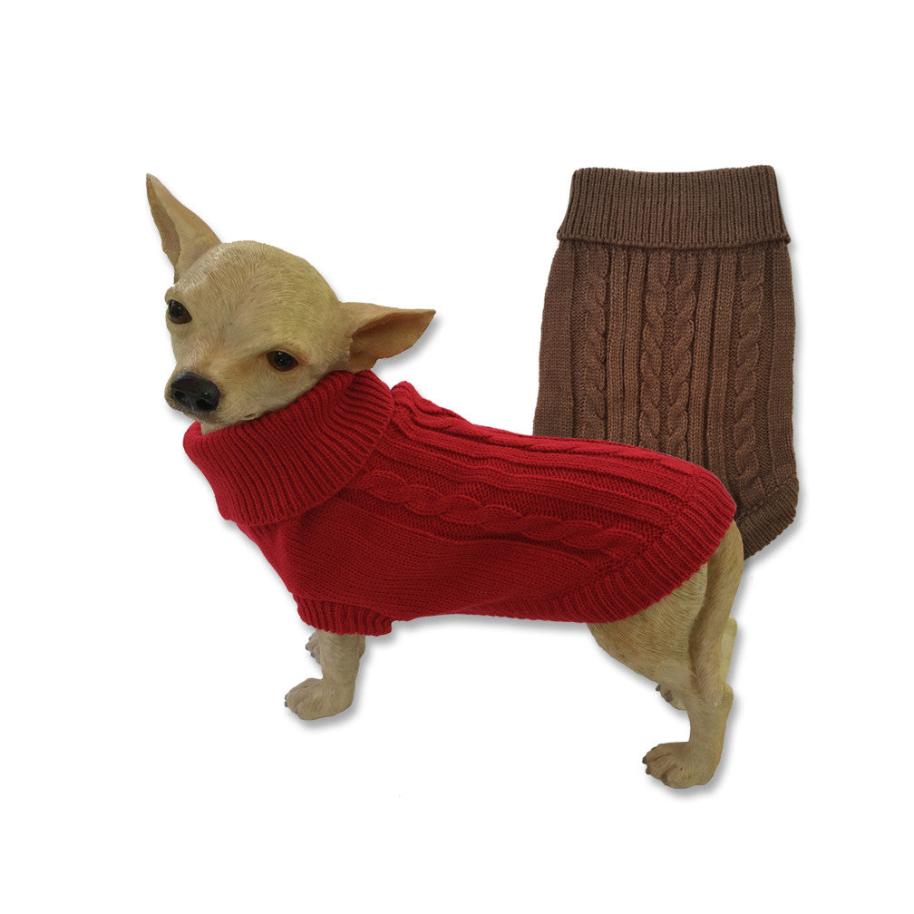 Classic Cable Knit Dog Sweater, Sweaters, Small Dog Mall, Small Dog Mall - Good things for little dogs.  - 1