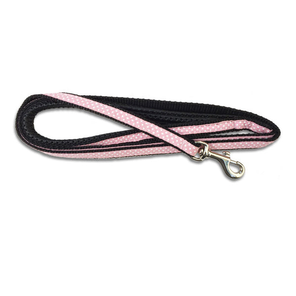 Pink with White Dots Ribbon Small Dog Leash
