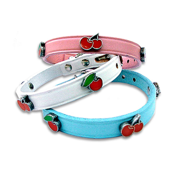 Enamel Very Cherry Small Dog Leather Collar or Leash