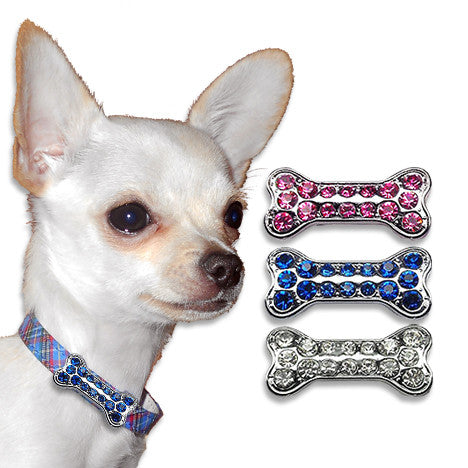 Bone Dog Collar Slides with Crystals, , Slide, Small Dog Mall, Small Dog Mall - Good things for little dogs.  - 1