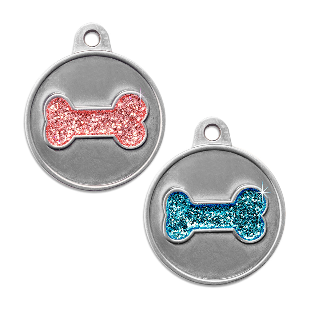 Glitter Bone Dog ID Tag for Small Dogs