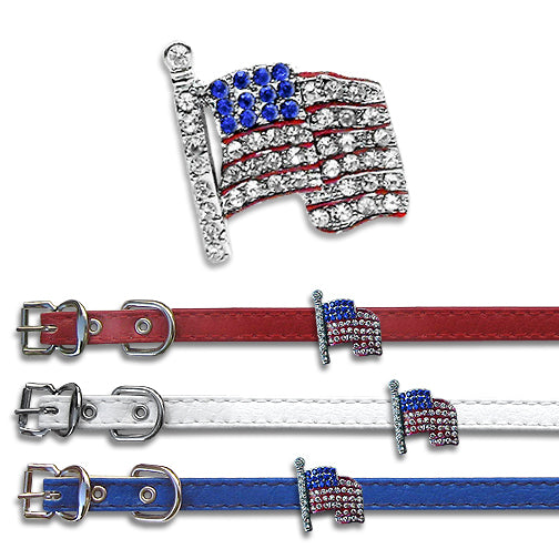 US Flag Small Pet Dog Collar Slide