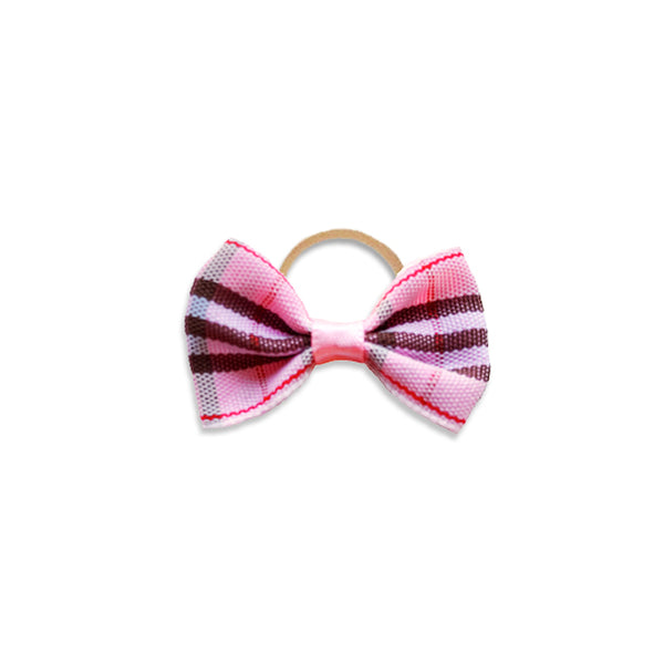 Pink Plaid Designer Small Dogs Hair Bow