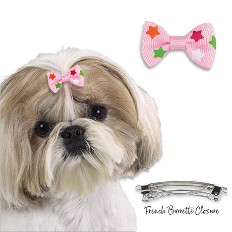 Pink Star Bow Barrette for Small Dogs