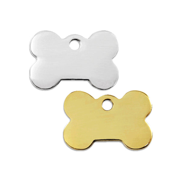 Stainless Steel or Brass Bone Shaped Small Dog ID Tag