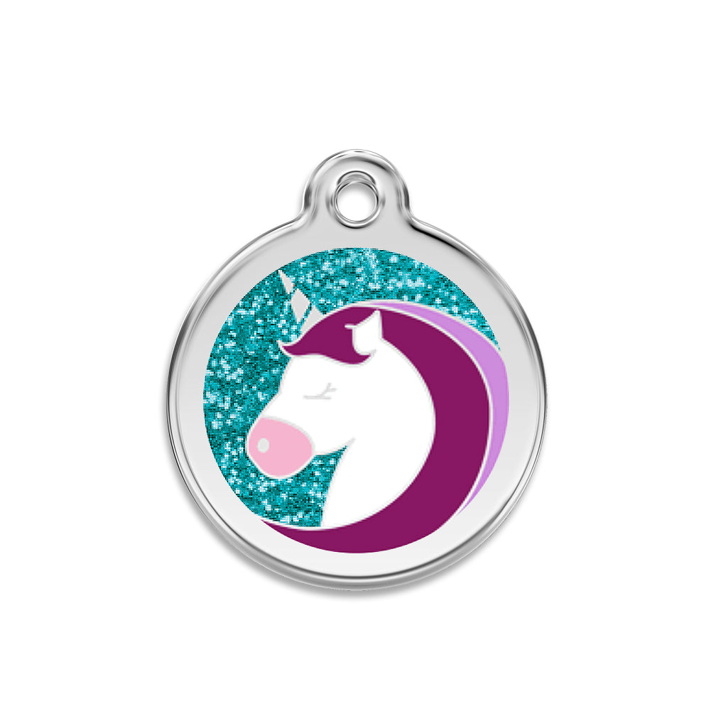 Red Dingo Glitter Unicorn Dog Pet ID Tag for Small Dogs